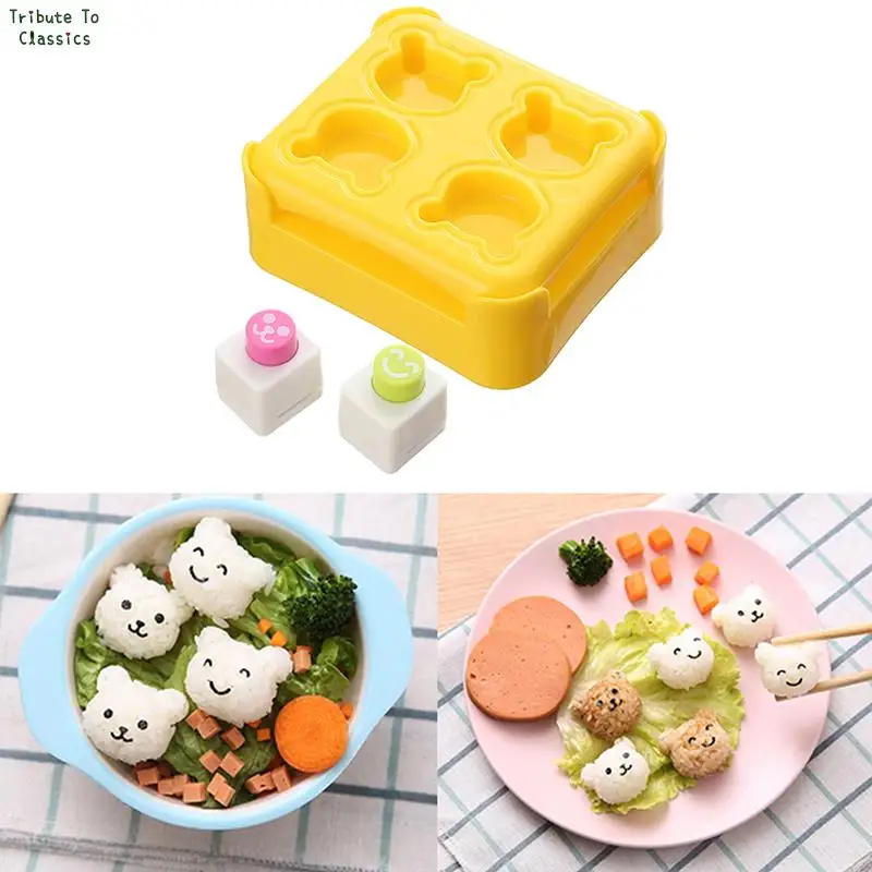 

1set Onigiri Mold Cute Bear Rice Ball Maker Sushi Press Mould Form Set Kit Stamp Kawaii Kitchen Accessories For Kids Bento