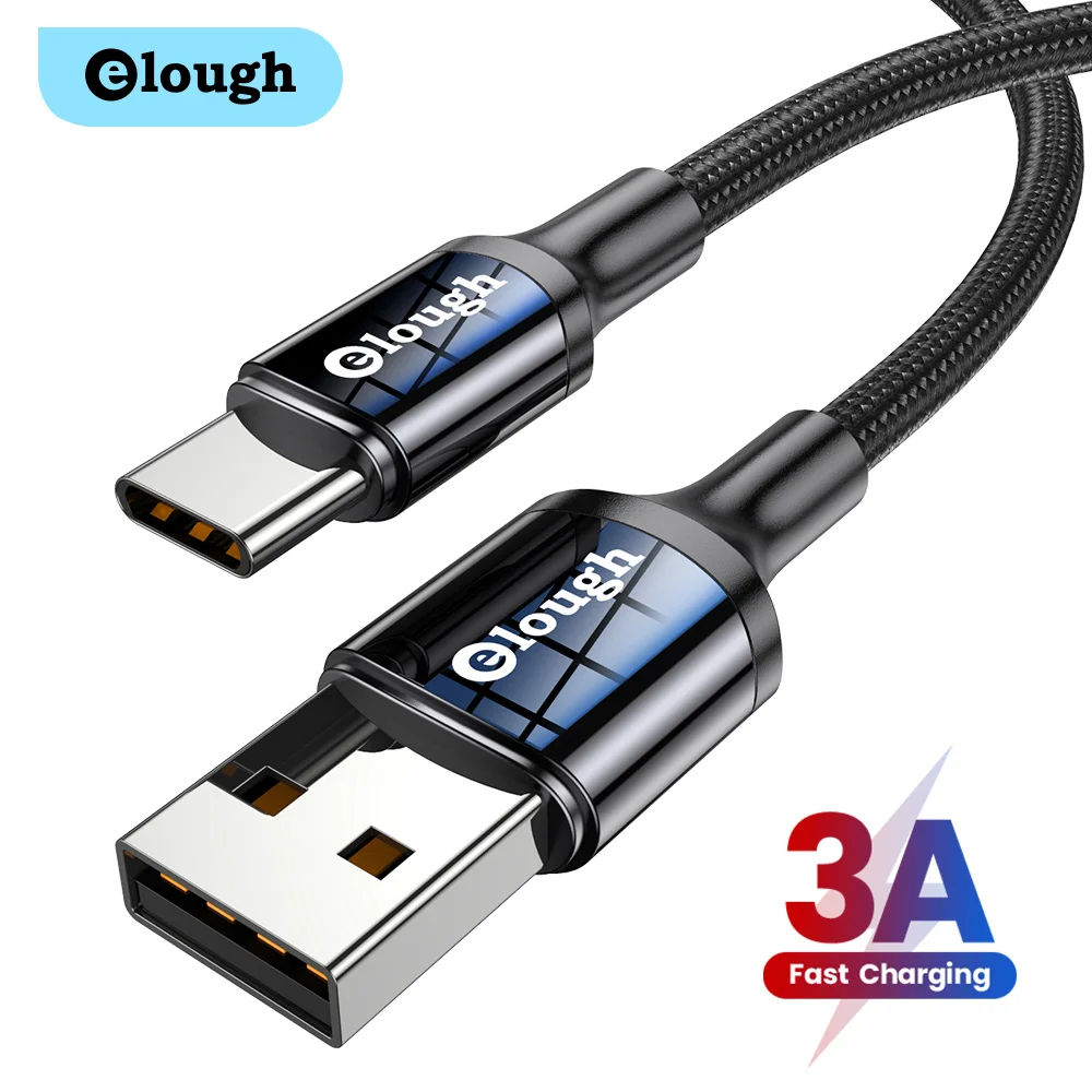 Elough-Cable USB tipo C para teléfono móvil, cargador rápido 3A para Xiaomi,...