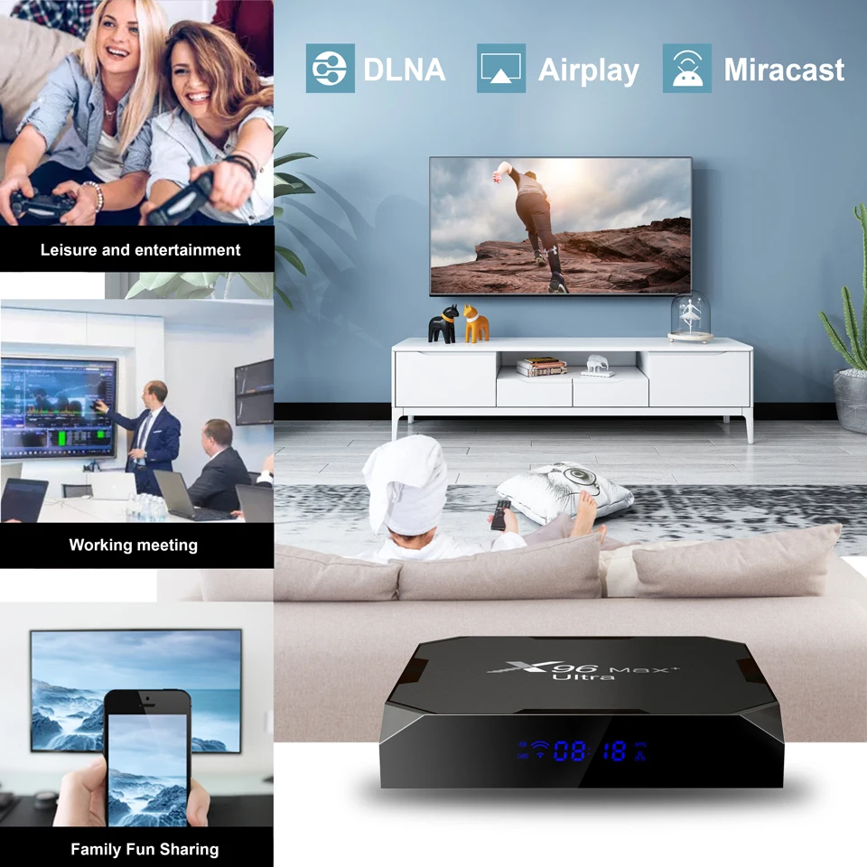 ТВ-приставка X96 Max Plus Android 11 2022 дюйма Amlogic S905X4 AV1 8K двойной Wi-Fi BT медиаплеер 4 Гб 32 ГБ 64