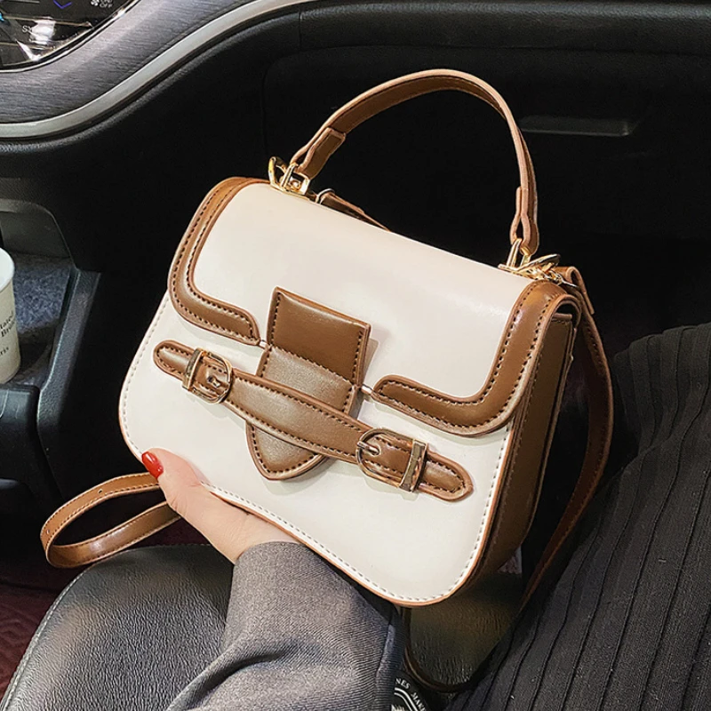 

New Women Saddle Bags Luxury Designer Handbags Fashionable Purses Patchwork Flap Top Handle Bags Casual Shoulder Messenger Bags