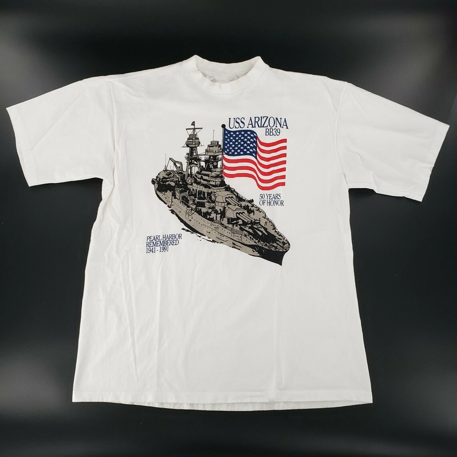 Винтажная Футболка USS Аризона BB39 с жемчугом и судном 1991 мужская повседневная