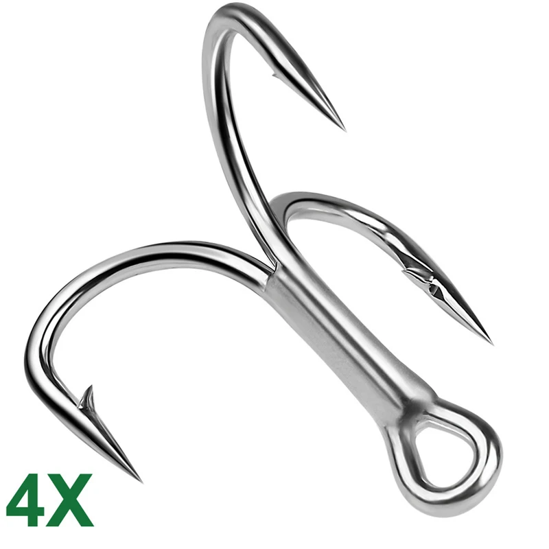 

High Carbon Steel Fishing Hook 10PCS Sharp Quadruple Reinforced Triple Anchor Hook Treble Three Fishing Hooks 4X Times Lure