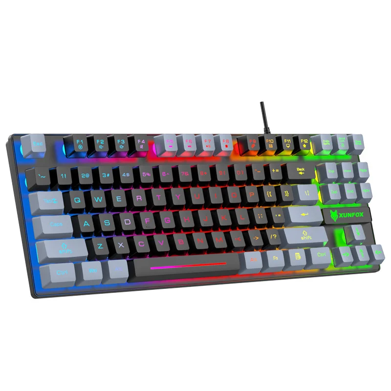 

k10 Wired Mechanical Feel Keyboard 87 Keys of Colorful Lighting Gaming and Office For Microsoft Windows and Apple IOS System