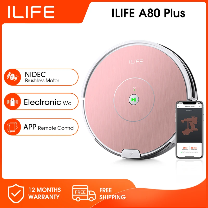 

ILIFE A80 Plus Vacuum Cleaner Robot ,Draw Cleaning Area On Map, WiFi App, Restricted Area Setting,Smart Home Carpet Wash