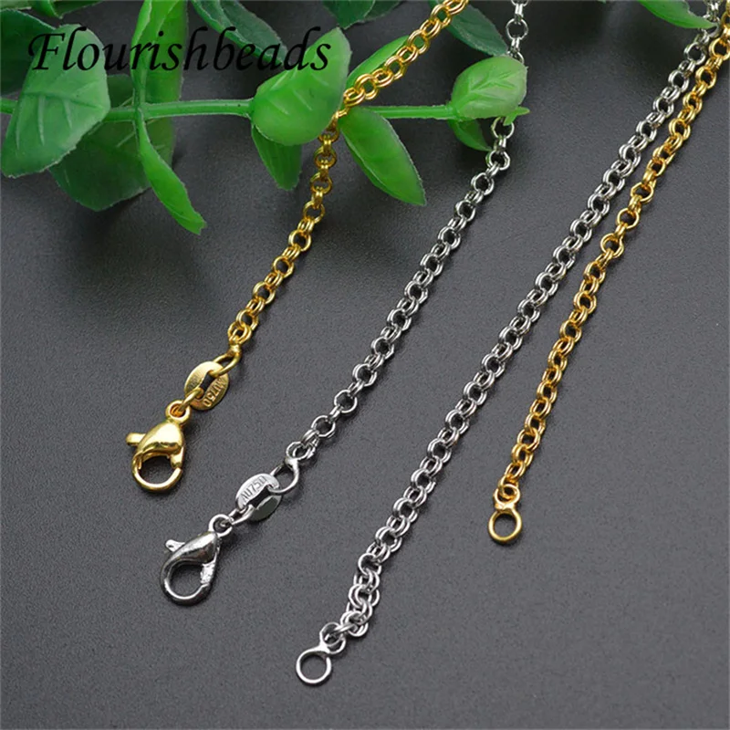 10pcs/lot Necklace Accessories Nickel Free Anti Fading God Silver Color 45CM 17.7indhes Doubl Circle Shape Chain for Jewelry