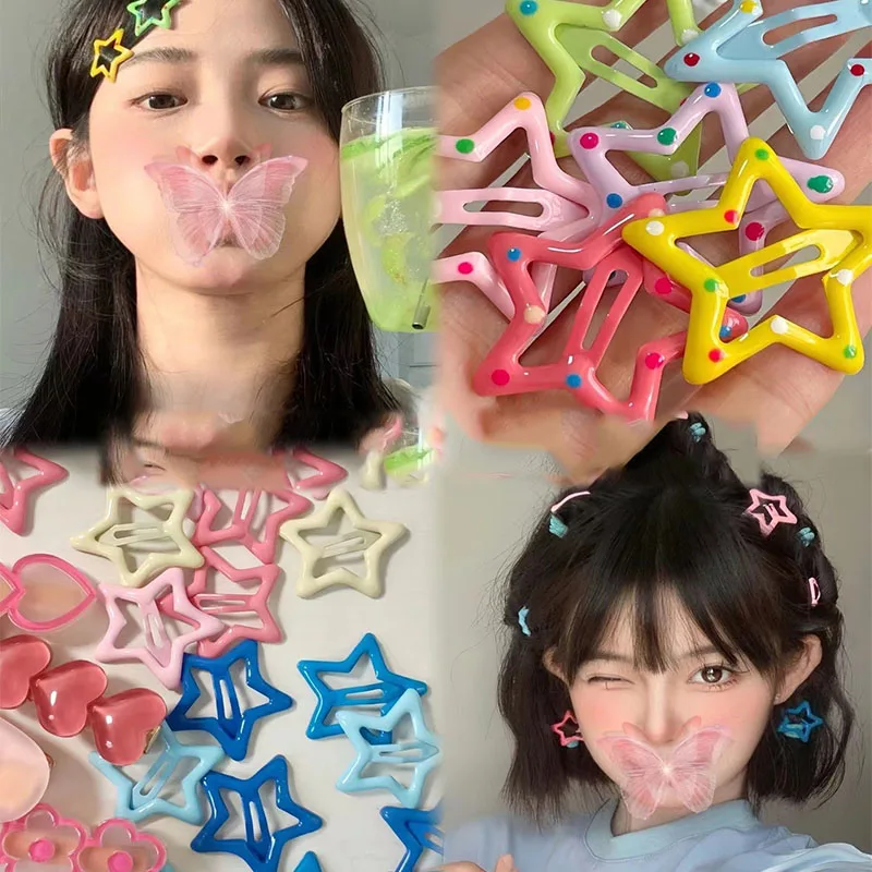 

10PCS Star Hair Clip Small Hair Claw Cute Ladies Barrette Hairpins for a Woman Japanese Korean Hair Accessories Girl Y2K