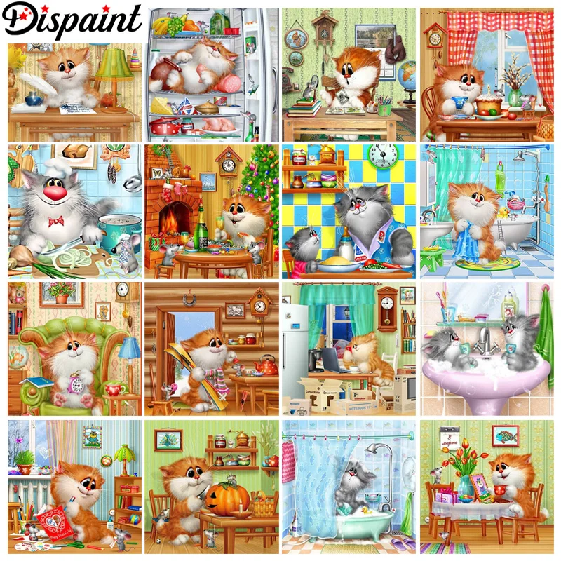 

Алмазная 5D картина «мультяшный кот», полноразмерная вышивка, квадратная круглая Вышивка крестиком, украшение для дома