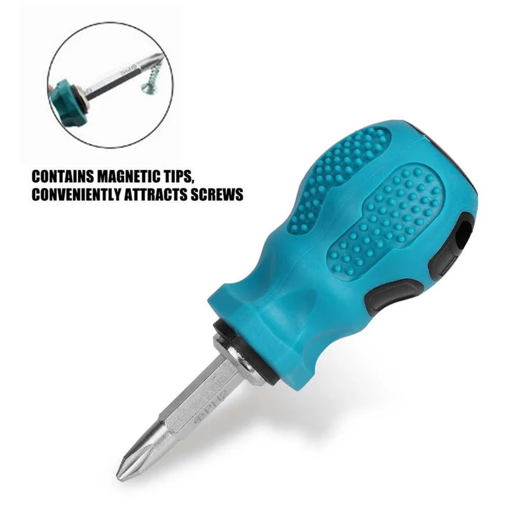 Dual Purpose 6mm Slotted Cross Screwdriver Magnetic Tips Mini Short Shank Repair Hand Tool For Repairing Electronics Toys