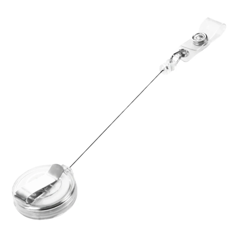 

5X Retractable Ski Pass ID Card Badge Holder Key Chain Reels With Clip White