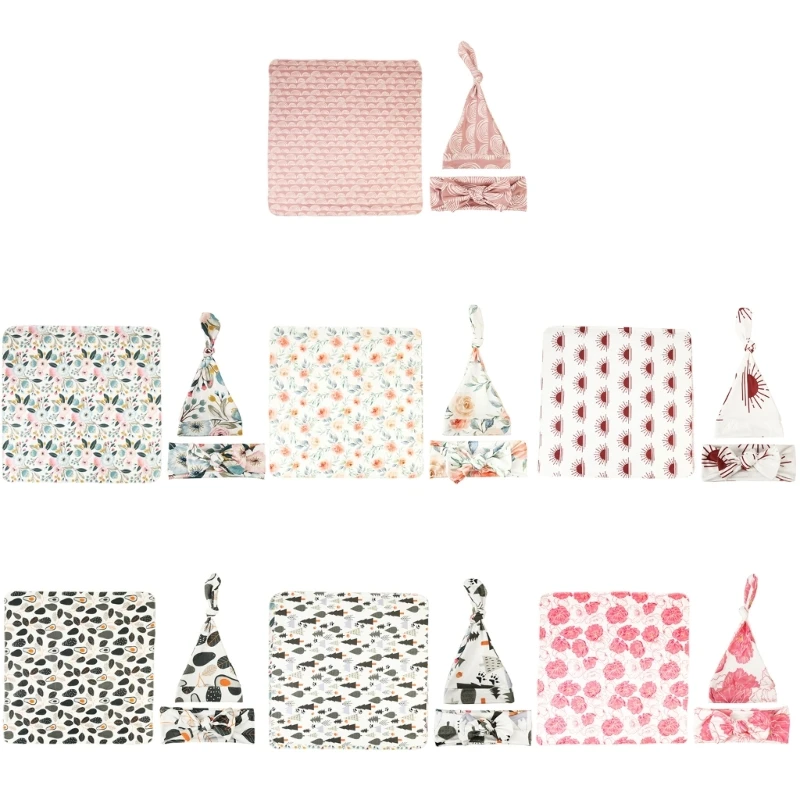 

57EE 3pcs Baby Floral Print Nursery for Babies Photography Props Gift