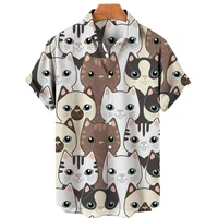 2022 hawaiian shirt men cartoon style 3d print shirt loose short sleeve top unisex 5xl