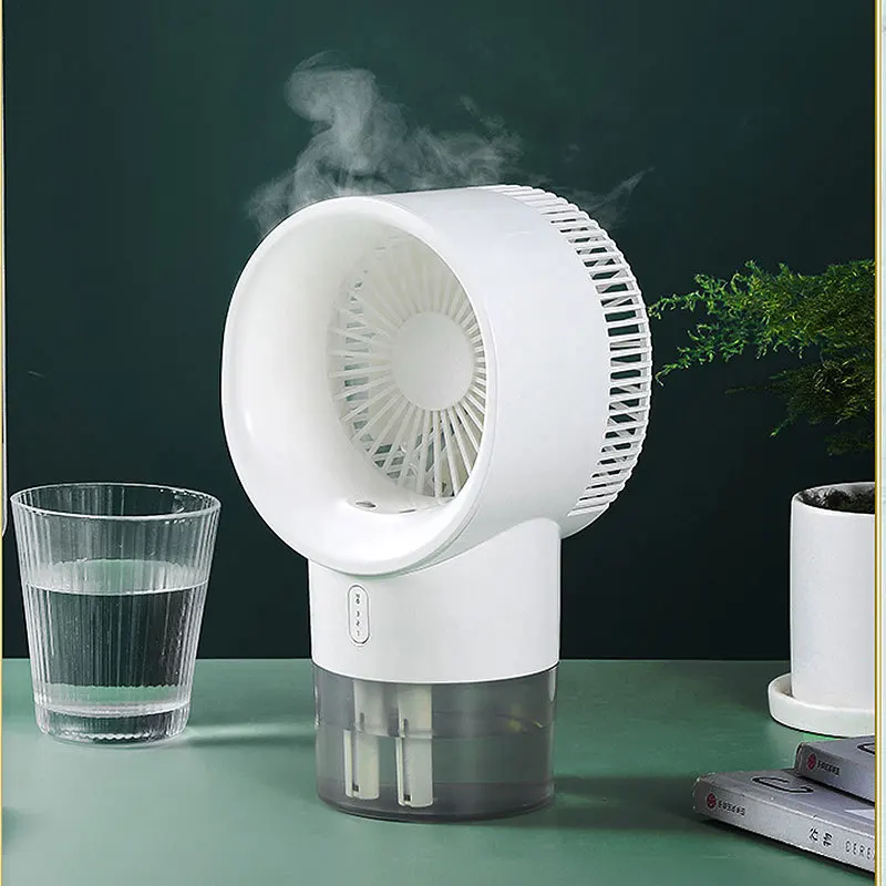 

USB Rechargeable Air Circulation Regulator 3 Speed Adjustment Portable Desktop Electric Fan Radiator Spray Water Mist Humidifier