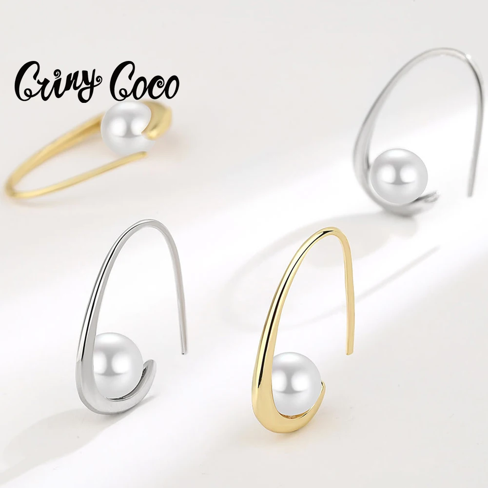 

Cring Coco Gold Color C Earrings Ins Korean Fashion Pearl Earring Woman Earings Drop Earring Jewelry for Women Valentines Day