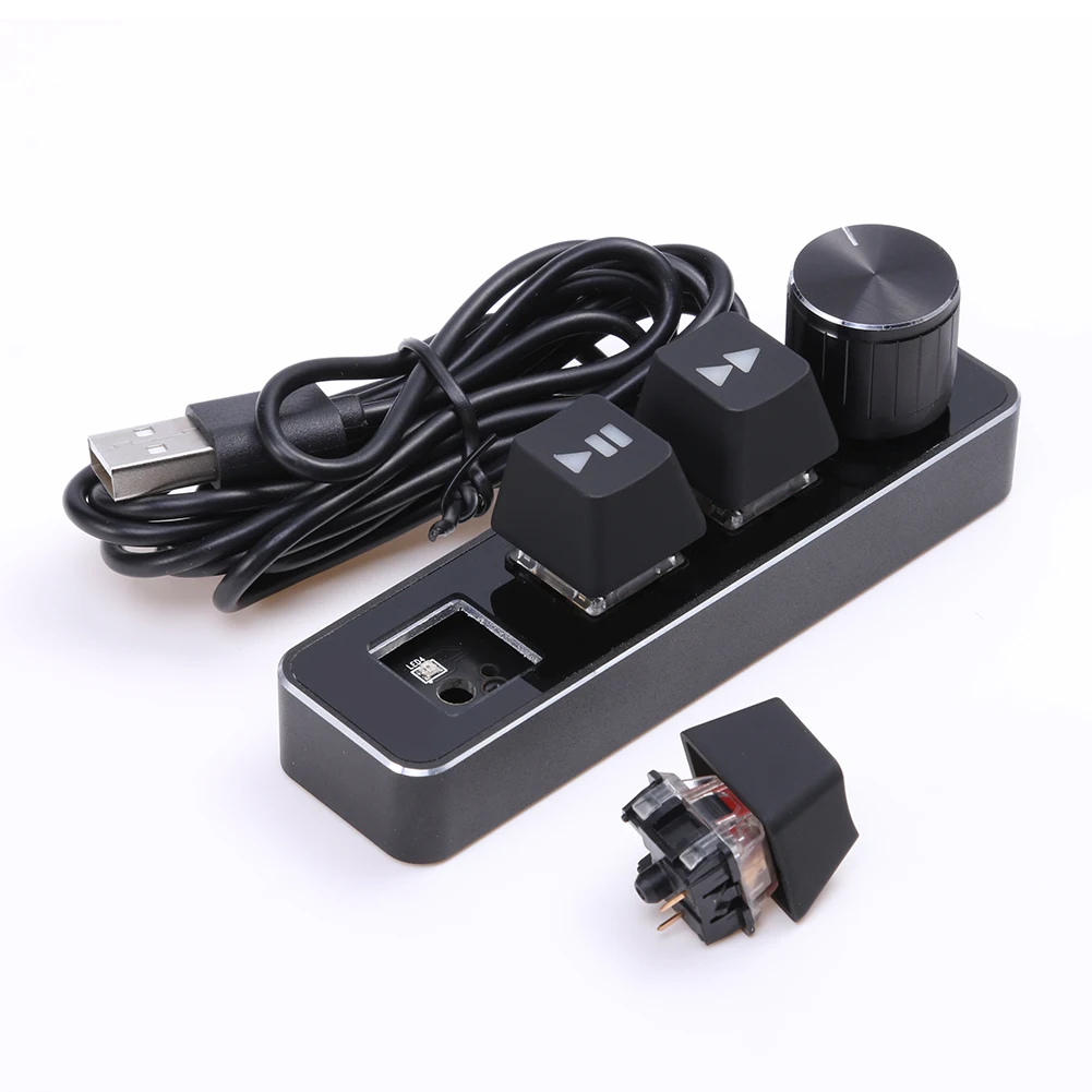 

Клавиатура для макросъемки 3 клавиши + 1 ручка механическая клавиатура с горячей заменой RGB мини-клавиатура для игр с красным переключателем ...