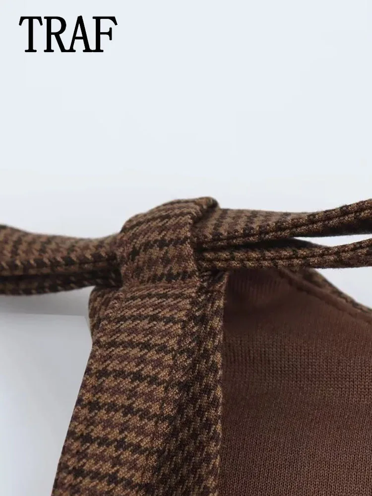 TRAF женское мини-платье без рукавов с открытой спиной в сетку для женщин