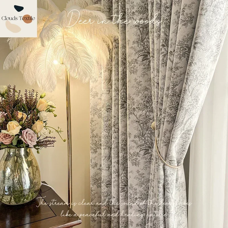 Фото Жаккардовые утолщенные плотные шторы из синели для гостиной, столовой, спальни, французский винтажный стиль, высокая точность, индивидуальный заказ №2