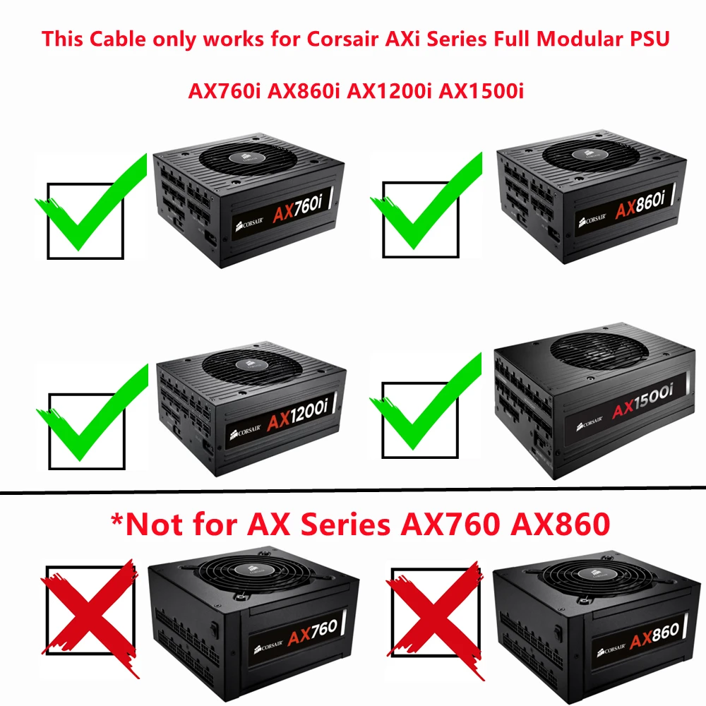Модульный кабель питания для процессора 8Pin до (4 + 4Pin) Corsair AX760i/AX860i/AX1200i/AX1500i AXi Series