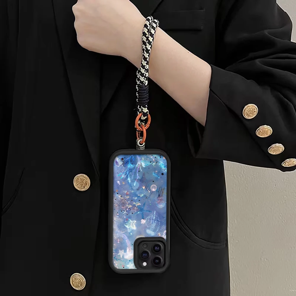 Фото Чехол для телефона Samsung Galaxy Note 20 Ultra S24 S25 S26 Plus S24 S23 FE S23 S24 S25 Ultra с ремешком-шнурком в виде сине-фиолетовой медузы №4