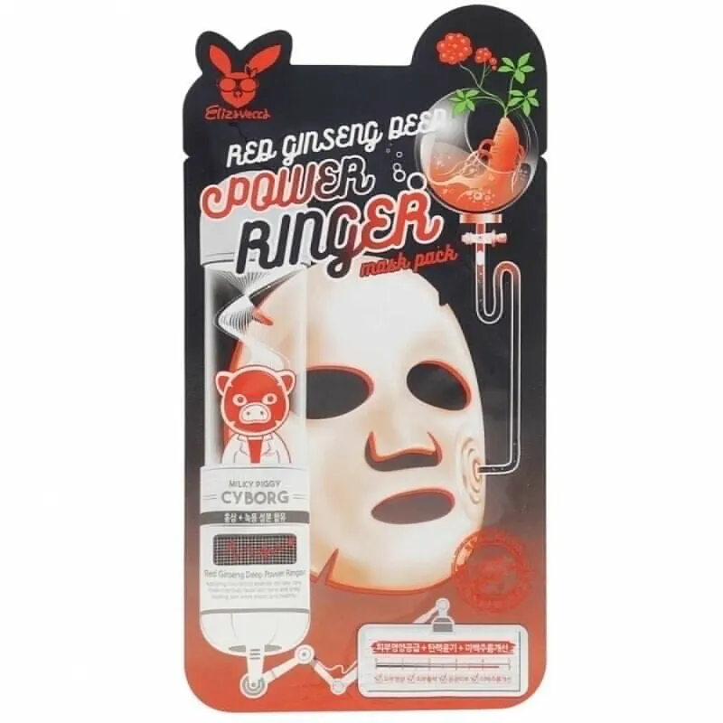 ЕЛЗ POWER RINGER Маска для лица на тканевой основе 3 шт. RED GINSENG DEEP MASK PACK 23мл - купить по