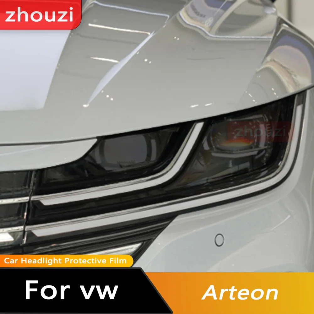 

HD transparent Car Headlight Protector Film Tint Smoke Black TPU Lamp Anti-scratch Sticker For Volkswagen VW CC Arteon 2018-2021