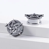 1pc screw fix star ear tunnel plugs and gauges flesh piercing expander plug earring
