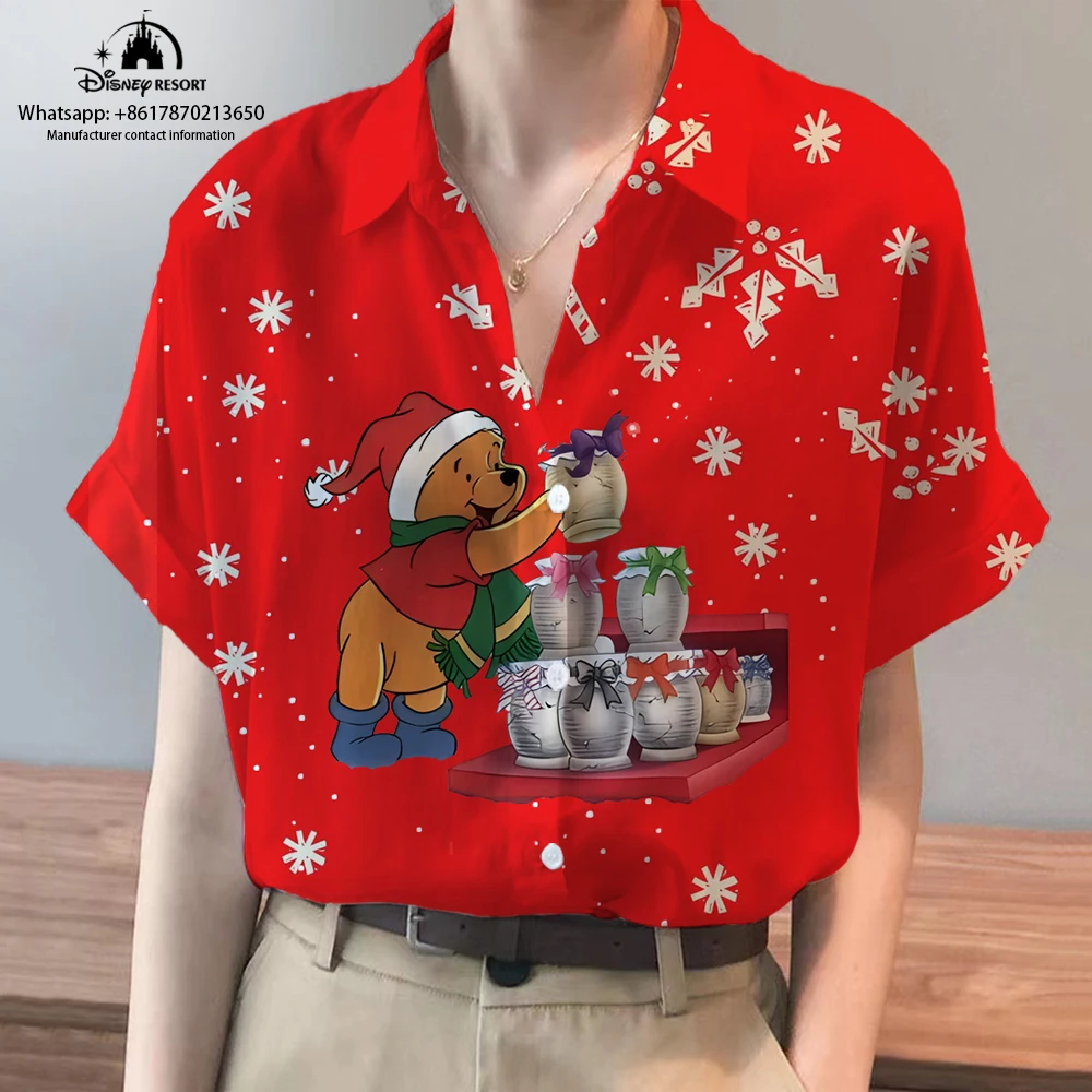 Рождественская Новинка брендовые рубашки с коротким рукавом Винни-пух и Микки