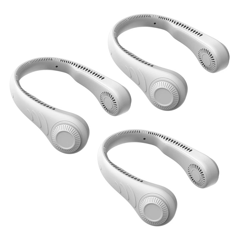 

3X Portable Leafless Hanging Neck Fan,360 Degree Lazy Neckband Fan 78 Surround Air Outlets USB 4000Mah Rechargeable