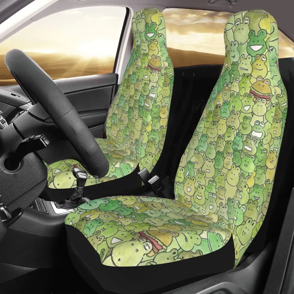 

Frog Universal Car Seat Cover Four Seasons Women Cute Animal Car Seat Covers Polyester Seat Protector