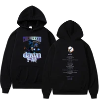 street hip hop the weeknd black hoodie 90s vintage graphic double sided print hooded sweatshirt fashion oversized pullover men
