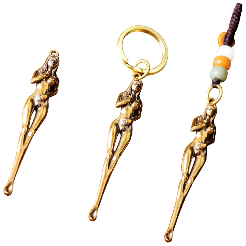 

Ушная ложка, латунные ложки, подвеска, миниатюрная маленькая богиня, ложка для украшения ушного воска, очиститель, автомобильный палочка, декоративный палочка, подвесной инструмент для воска