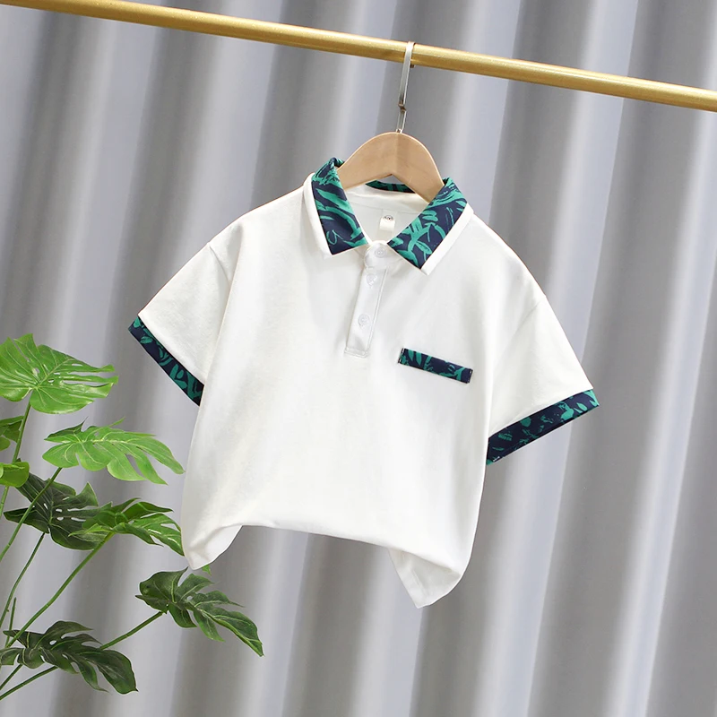 Летняя Хлопковая Рубашка-поло Для Мальчиков С Короткими Рукавами Дышащий Милый