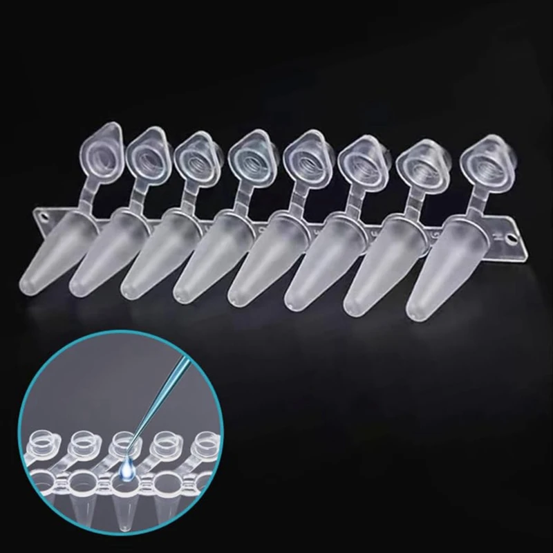 PCR-Tubes — 0 2 мл Тонкостенные 8-полосные с навесом и плоскими колпачками (125