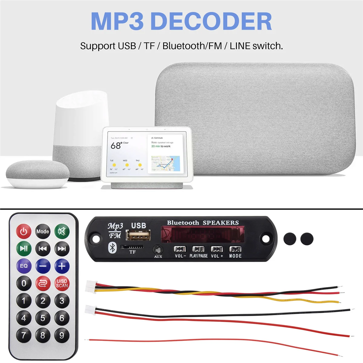 Плата mp3-декодера с Bluetooth 5 0 В 12 постоянного тока модуль автомобильного FM-радио