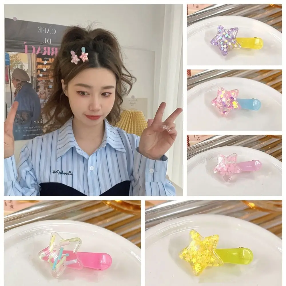 

Y2k Star Pentagrams Small Hair Clip Cute Acrylic Cartoon Headwear Sequin Girls