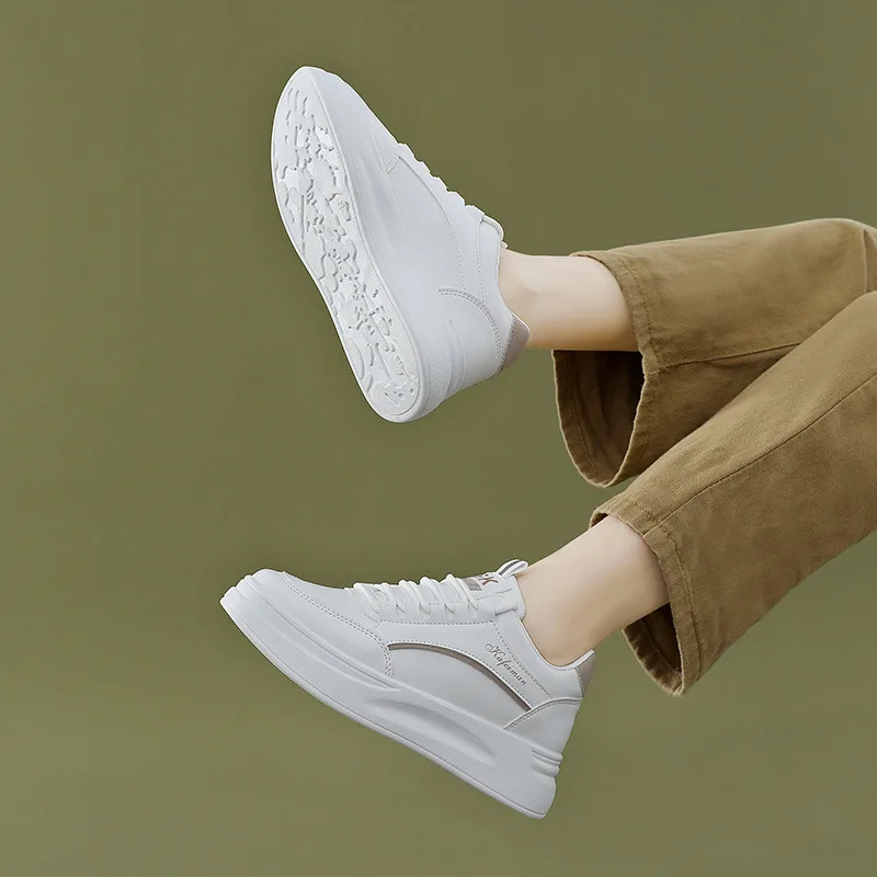 Thick-Soled Small White Shoes Women's Super Hot 2022 Spring And Autumn New Inner Heightening Sports Flat Shoes