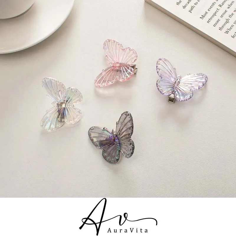 Новинка 2024 трендовый зажим из сплава и смолы в виде прозрачной бабочки утконоса