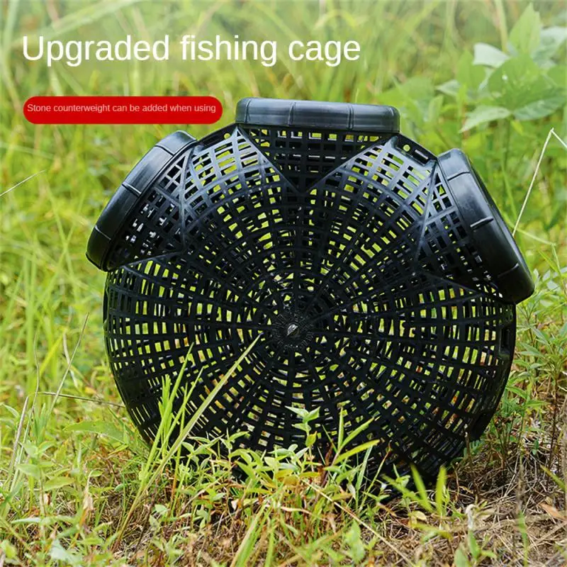 

1pcs Artifact Net Cage Fishing Net Tackle Cage Folding Fish Basket Simple Pp Fishing Tools Yellow Eel Cage Pendant Mouth