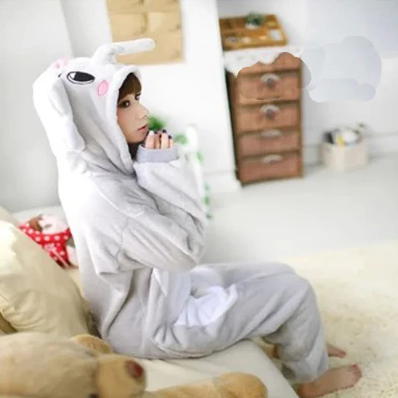 Парные пижамные комплекты с серым слоном женские зимние комбинезоны милыми