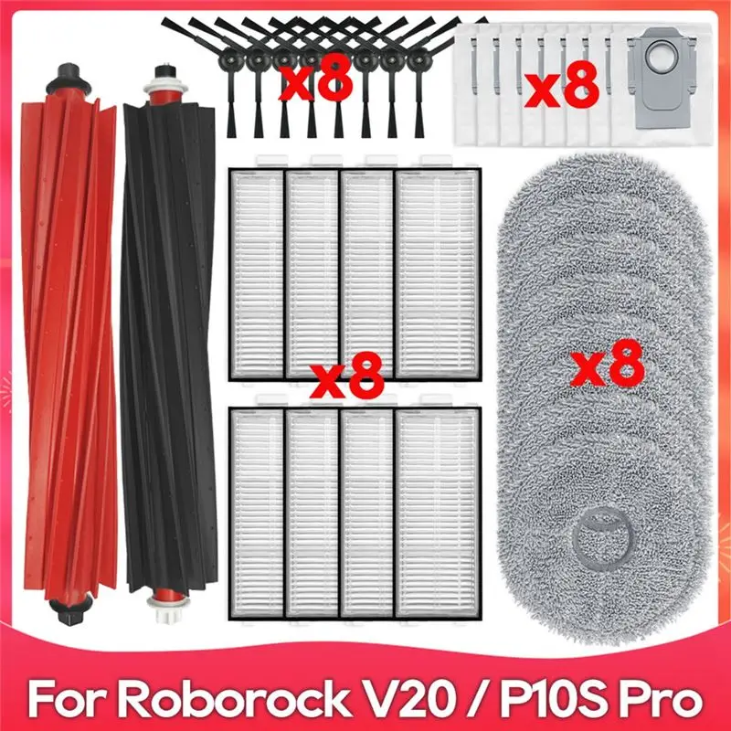 Фото AS60-Для Roborock Qrevo Master / Qrevo Slim: роликовая боковая щетка, HEPA-фильтр, тряпка для мытья пола, мешки для пыли, аксессуары. №1