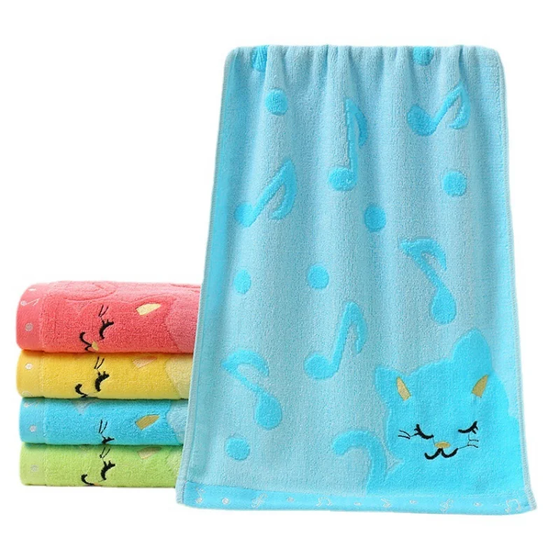 Children Towels Comfortable Bamboo Fiber Super Soft Kids Cute Kittens Strong Water Absorbing High End Towel High Quality images - 6
