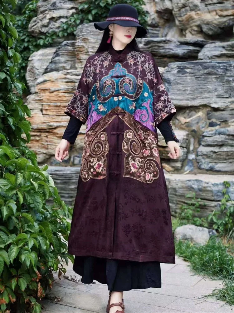 Этническая Sle Художественная ретро тяжелая промышленность Вышивка Верхняя