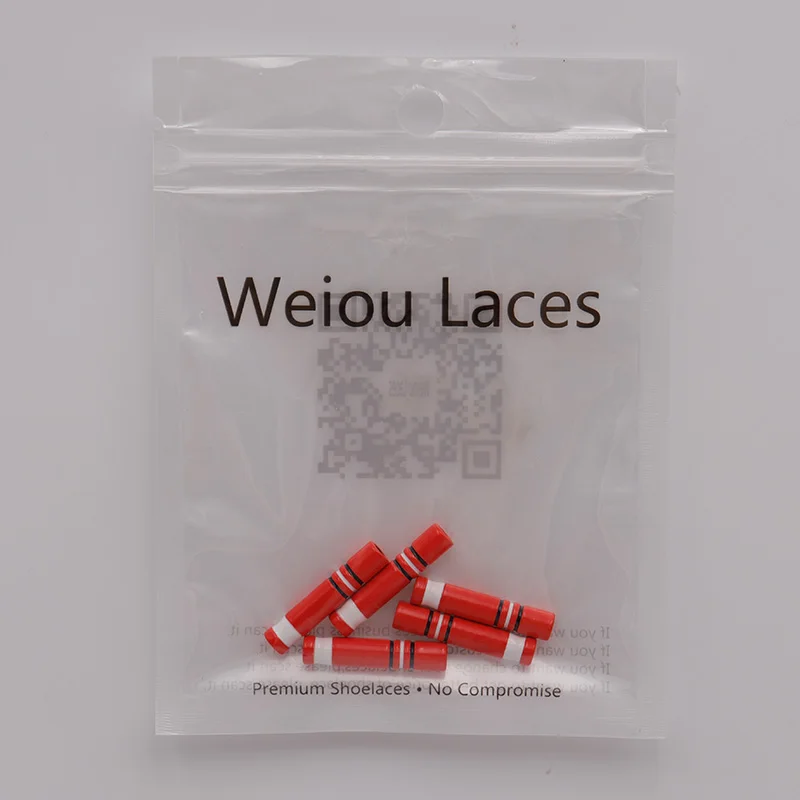 Weiou Lace Red Metal Tips 25*5MM Canvas Sport String Ends Soccer Skating Basketball Sneaker Rope Aglets 20pcs/pck Bulk/Wholesale