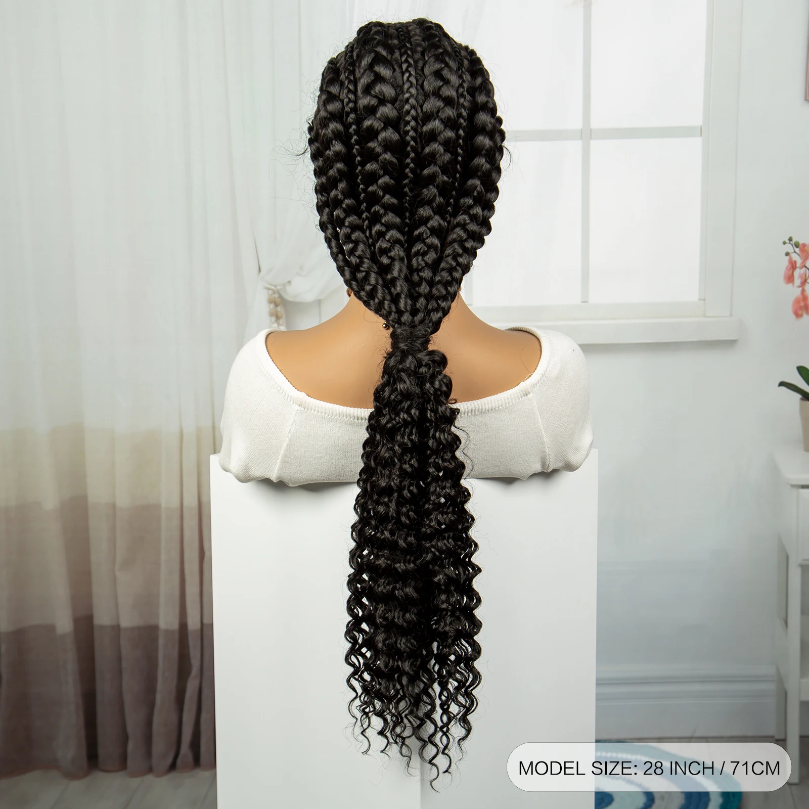 28-дюймовый натуральный узел без косичек плетеные парики с детскими волосами