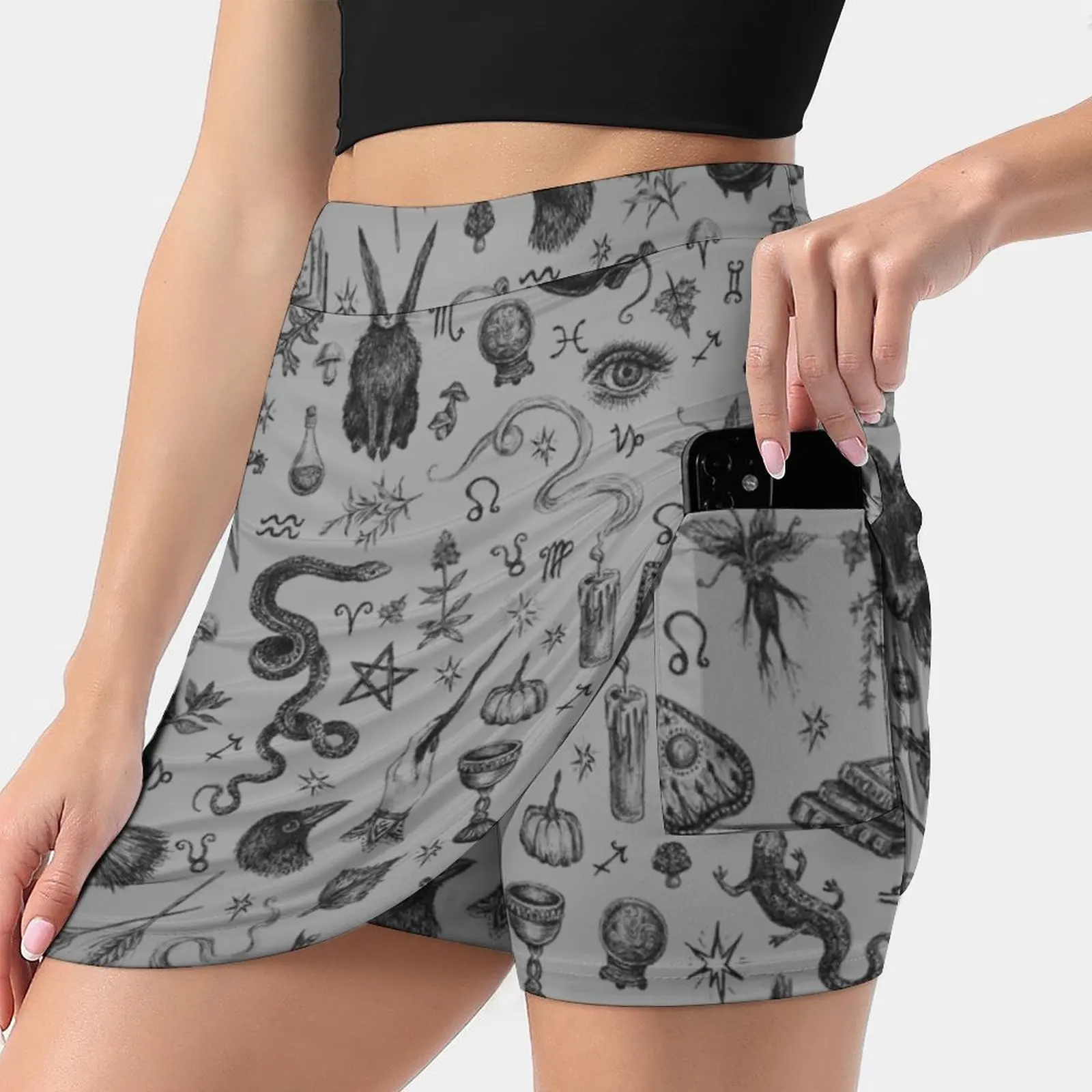 

Salem Witch Women's skirt Mini Skirts A Line Skirt With Hide Pocket Halloween Witch October Fall Autumn Back To School Cute