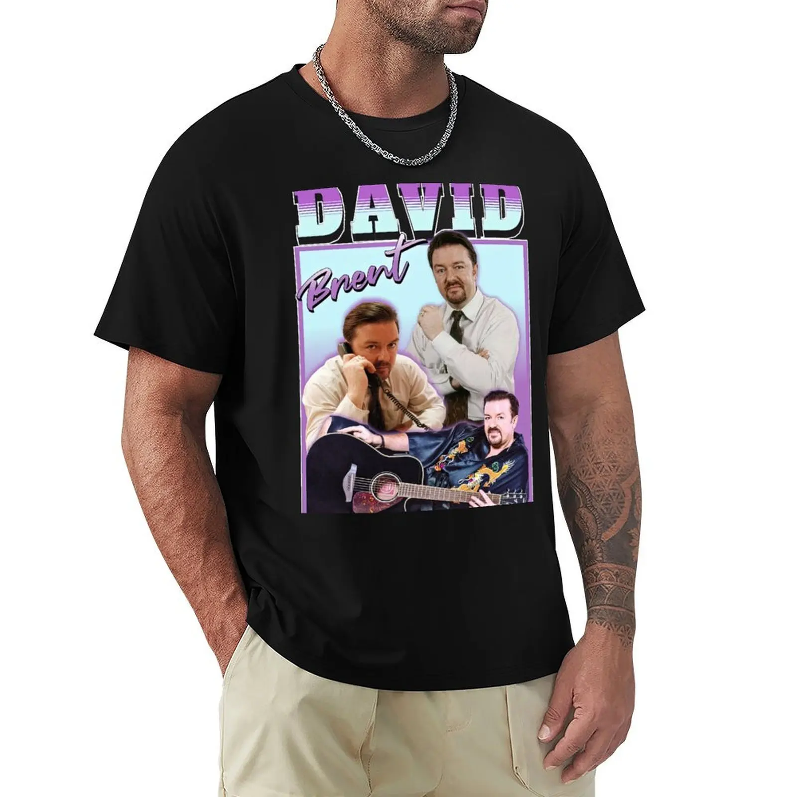 Фото Футболка David-Brent-Homage, базовая модель, стандартного кроя, повседневная футболка №1