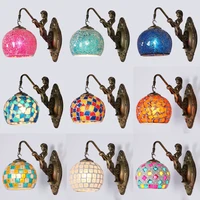 mediterranean style vintage wall lamps antique handmade stained glass wall lights turkish mosaic indoor decor retro sconces