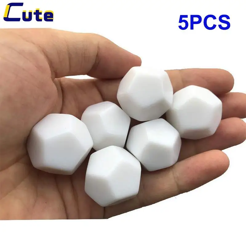 

5pcs D12 Blank White Dice 21.5mm Glossy 12 Sided White Blank Dice For Kid DIY Write Painting Graffiti Board Games Accessories