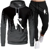 2022 fall winter fleece thick brand mens sets tracksuit fashion hoodies trouser 2pcs sportswear track suit joggers male