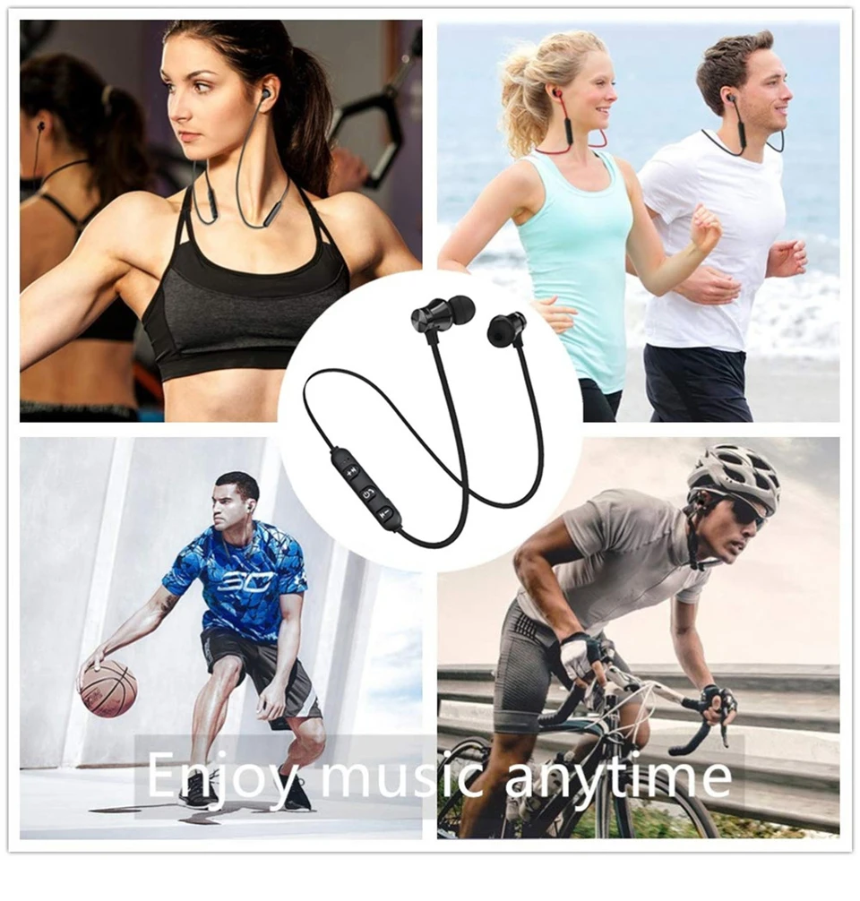 10Pcs XT11 Magnetic Wireless Earphone Bluetooth Headphone Stereo Sports Earbuds with Microphone for Xiaomi Iphone images - 6
