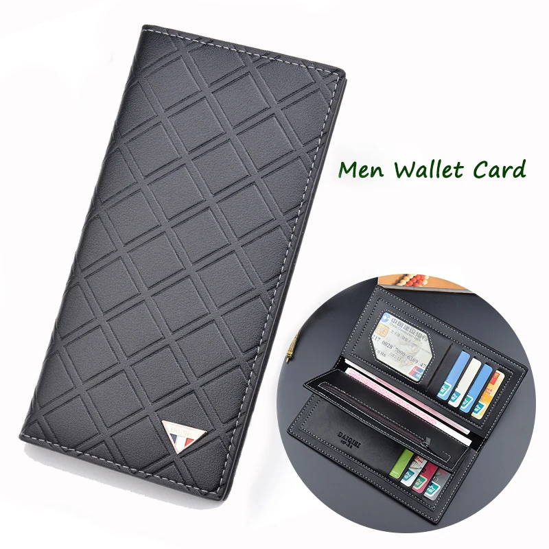 Mens Wallet ID Holder Money Organizer Business Card Case Tarjeteros Soft PU Leather Plaid Mens Card Holder Villetera de hombre